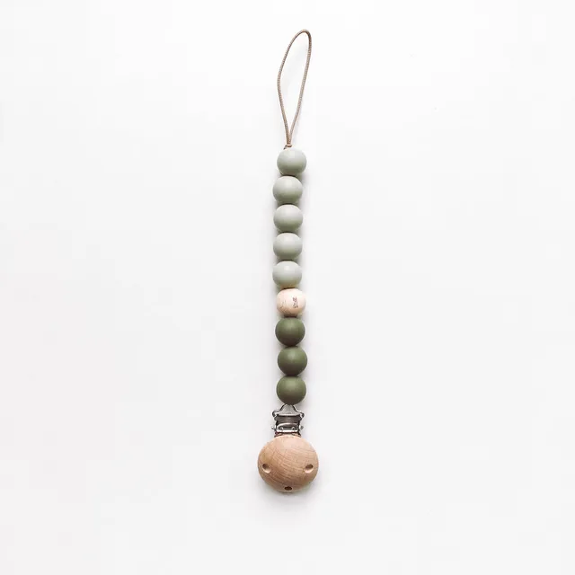or-basics-schnullerclip-bezisa-baby-schnullerclip-aus-silikon-und-holz image 1