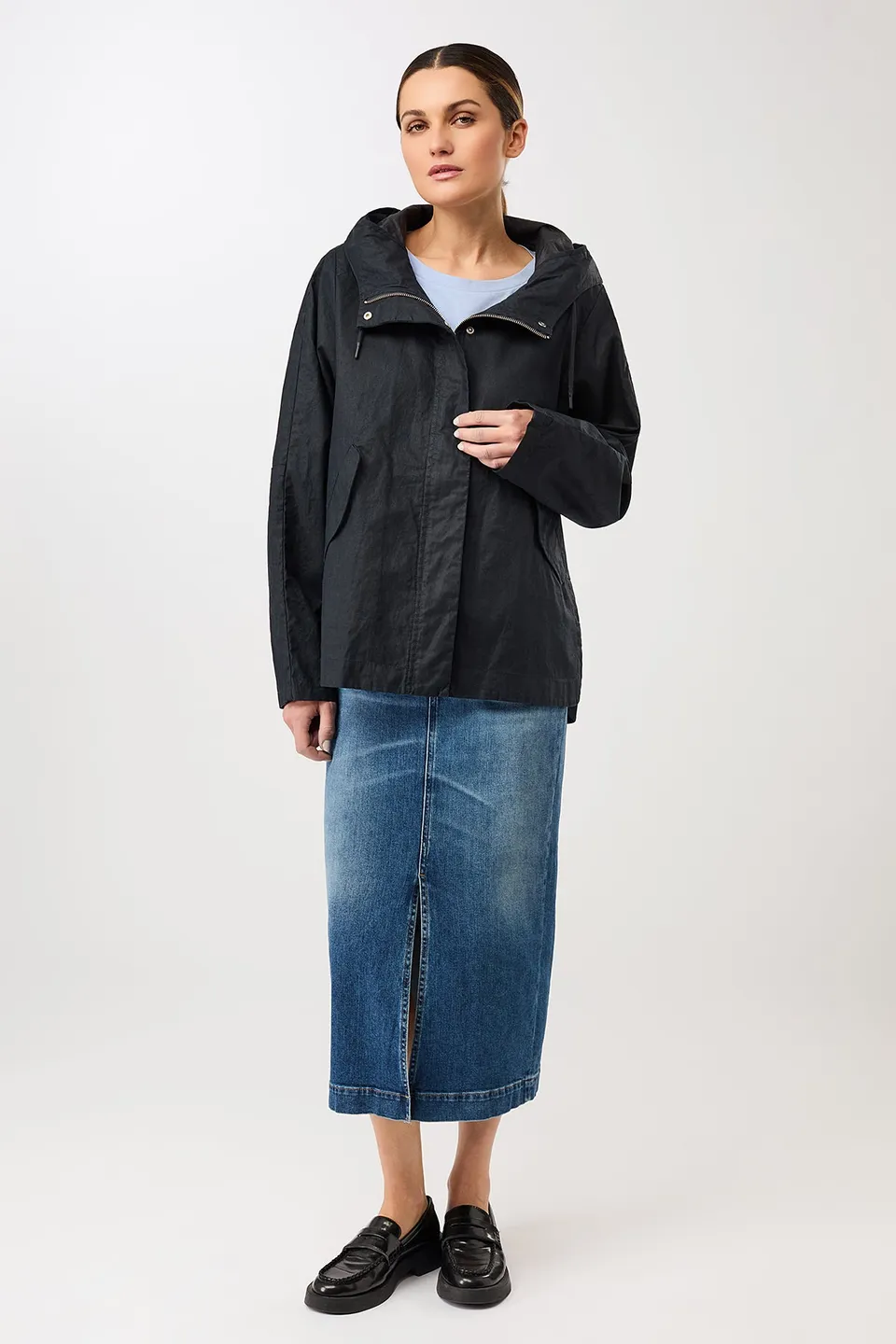 langerchen-outdoorjacke-aus-beschichtetem-leinen-navy image 1