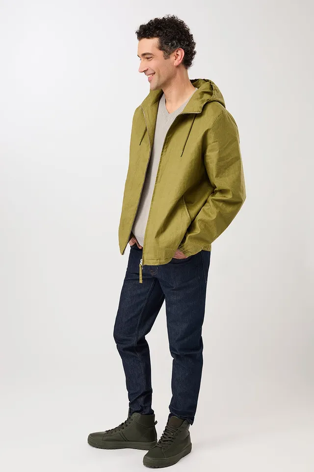langerchen-kurze-regenjacke-aus-beschichtetem-leinen-green-olive image 1