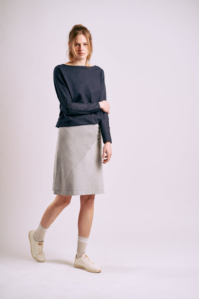 kml-collection-frieda-skirt-bio-baumwolle-a-linien-rock-knielang-blau image 2