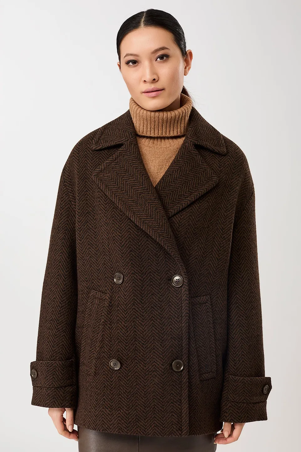 langerchen-caban-jacke-herringbone-coffee-black-fischgrat image 1