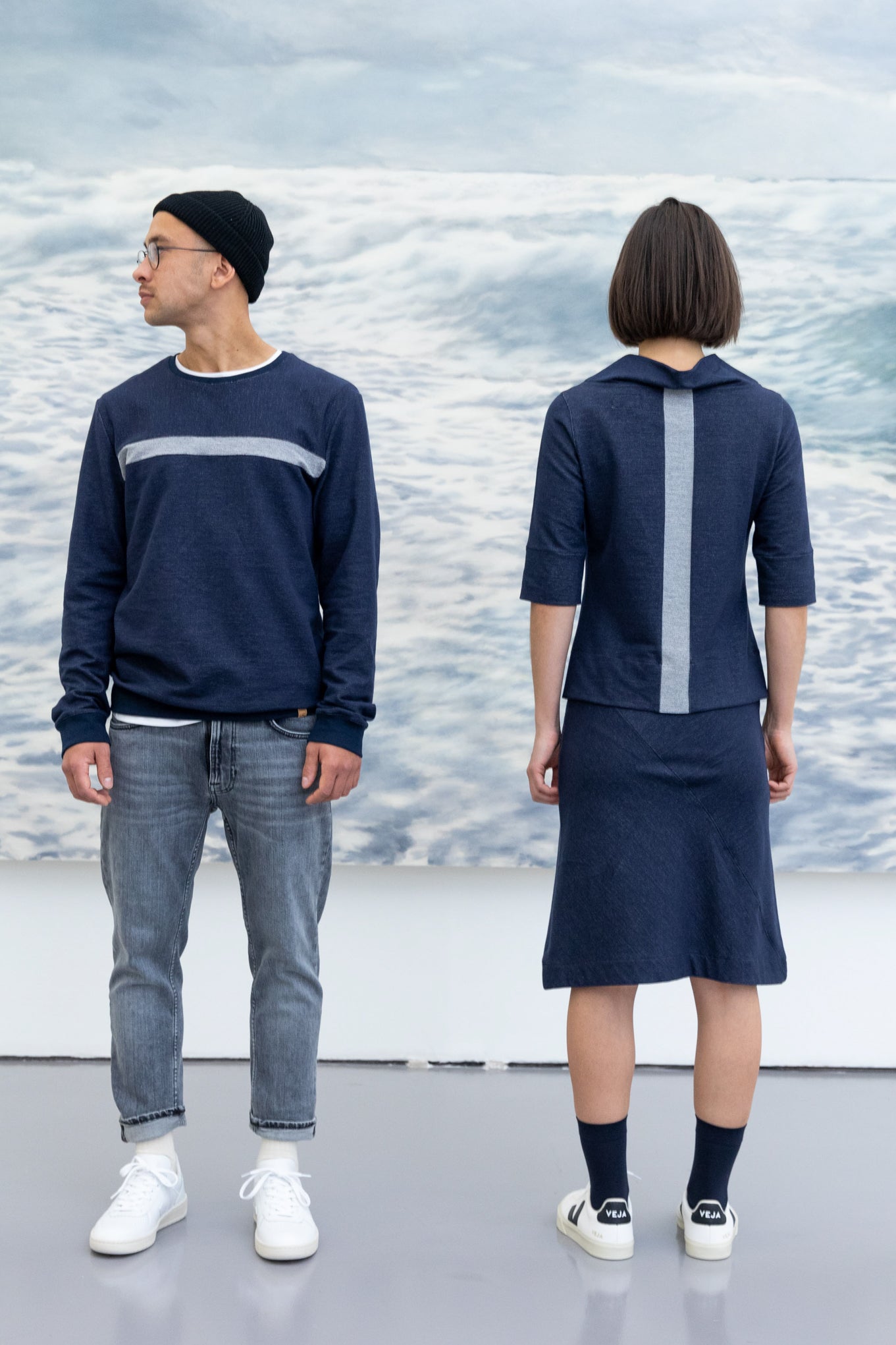 kml-collection-frieda-skirt-bio-baumwolle-a-linien-rock-knielang-blau image 4
