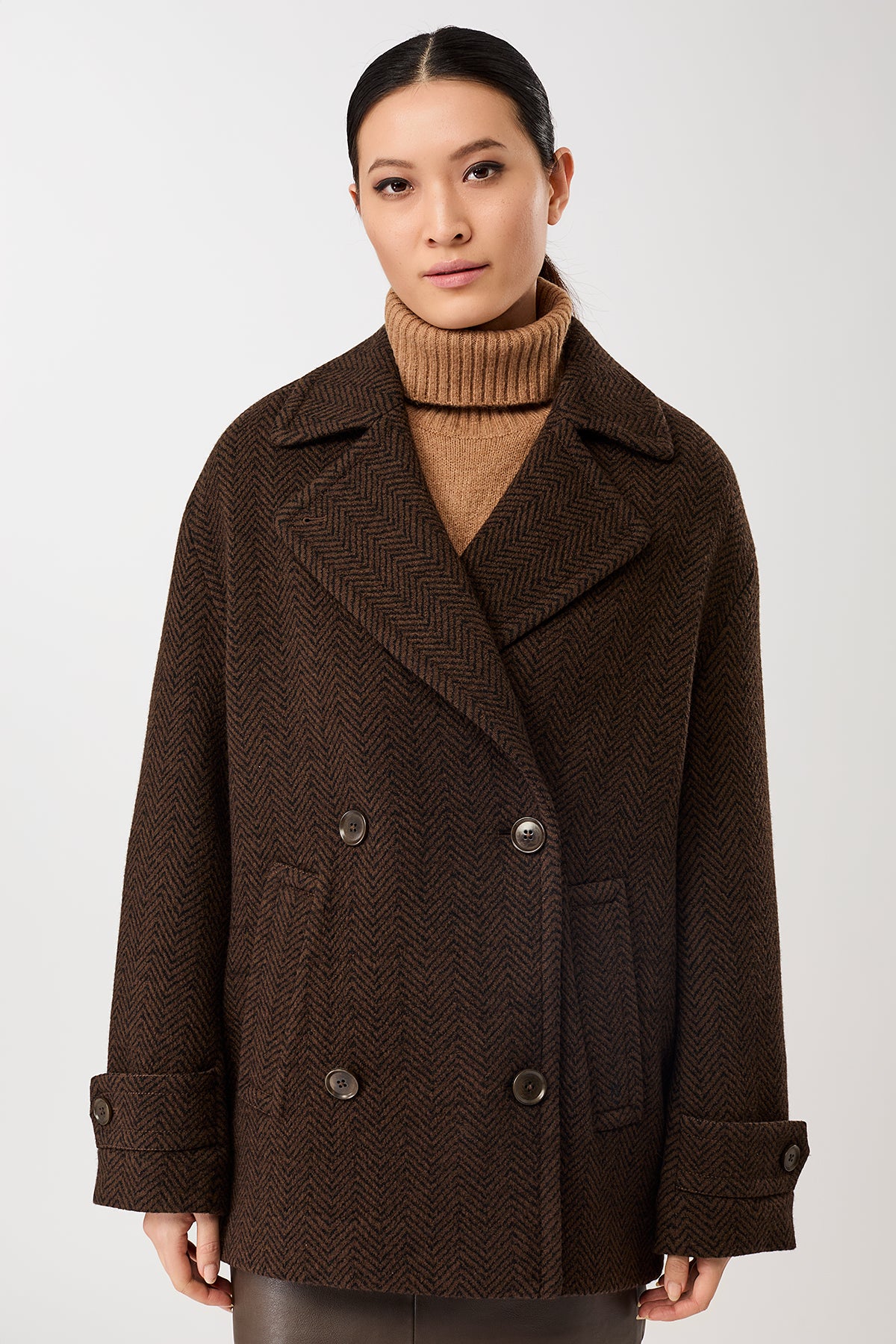 langerchen-caban-jacke-herringbone-coffee-black-fischgrat image 1