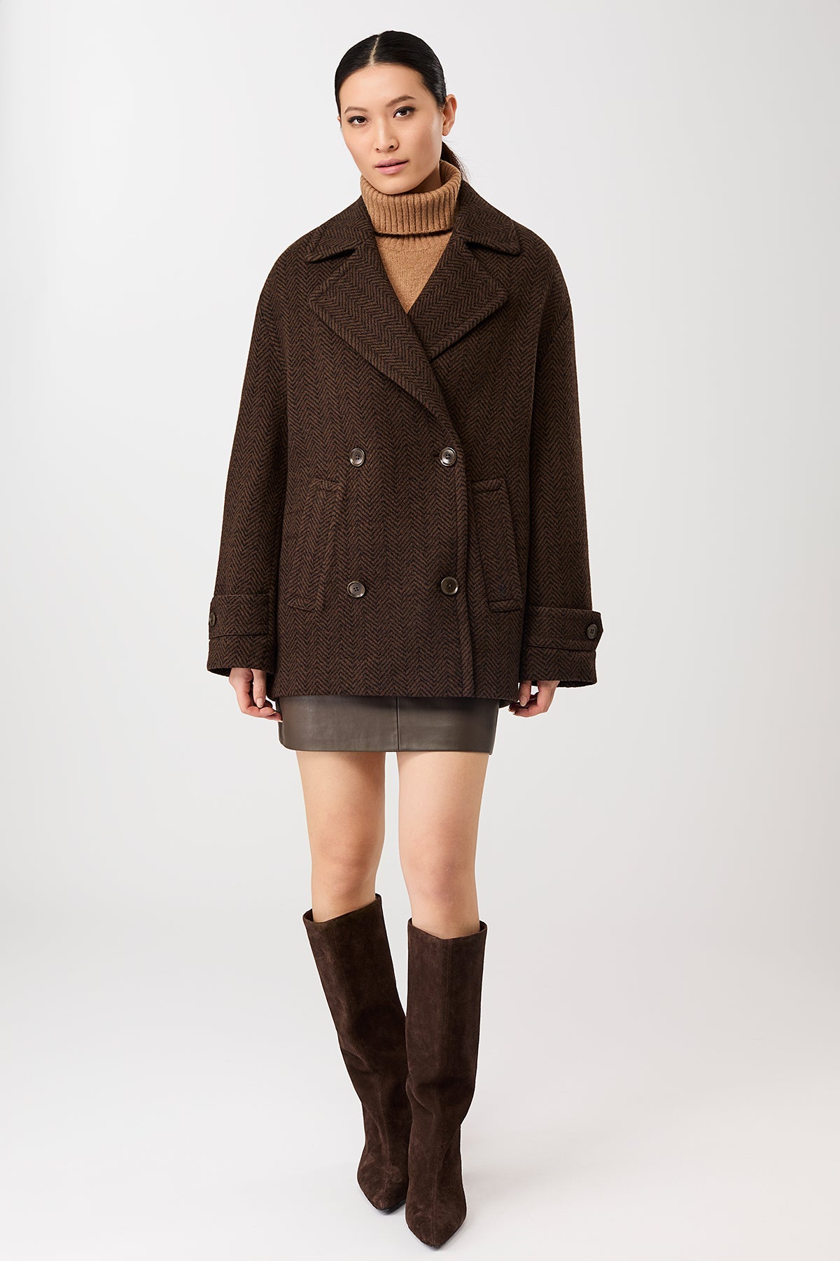 langerchen-caban-jacke-herringbone-coffee-black-fischgrat image 6