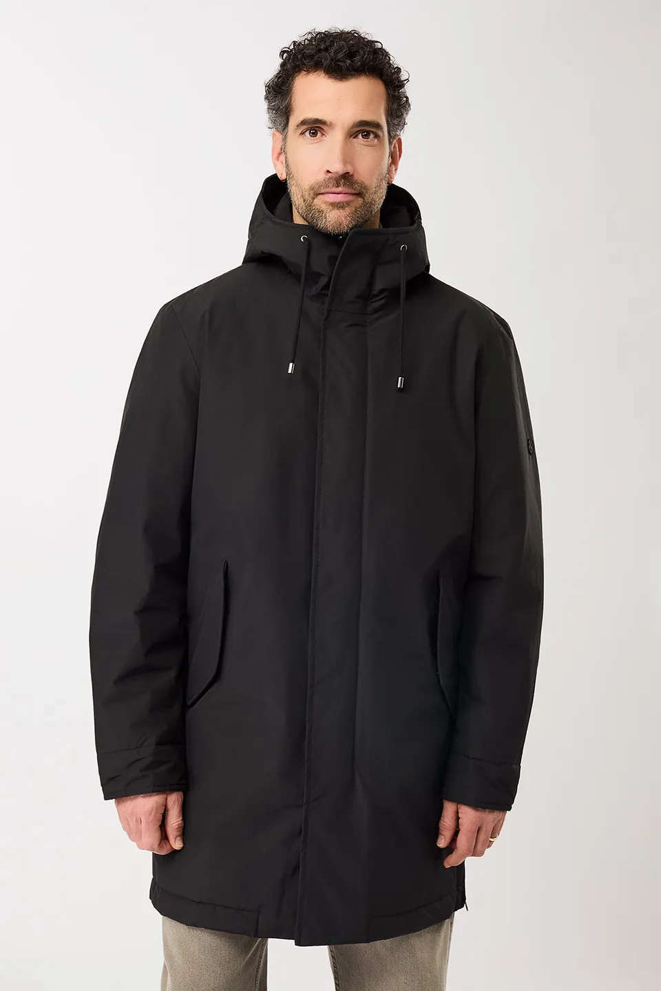 langerchen-langer-parka-black-wattiert-mit-funktion-cotton-nylon image 1
