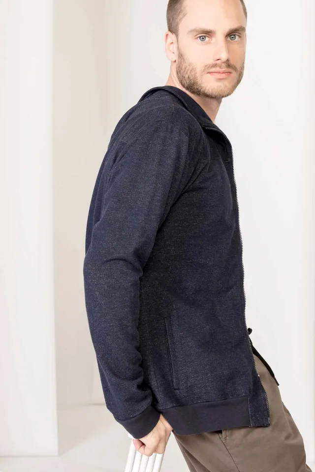 kml-collection-magnus-ls-zip-sweatjacke-navy-mel-biobaumwolle image 1